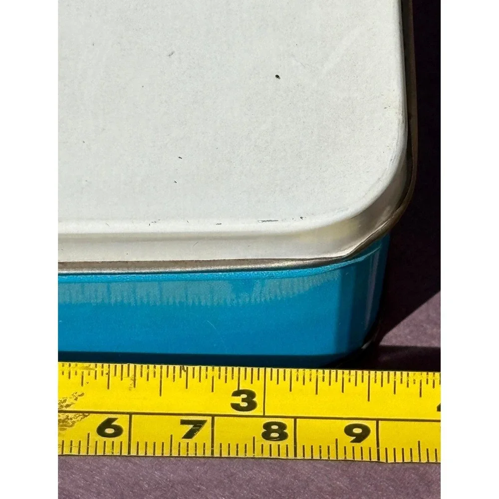 Vintage 80's Rainbow Heart Stationery Set Tin‎ Blue White Retro